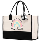 Personalized Teacher Cotton Canvas Tote Bag Gift for Teachers Teacher Life Tote Custom Teacher Appreciation Gift Bag Teacher Name Bag - Aaria Tees Aaria Tees
