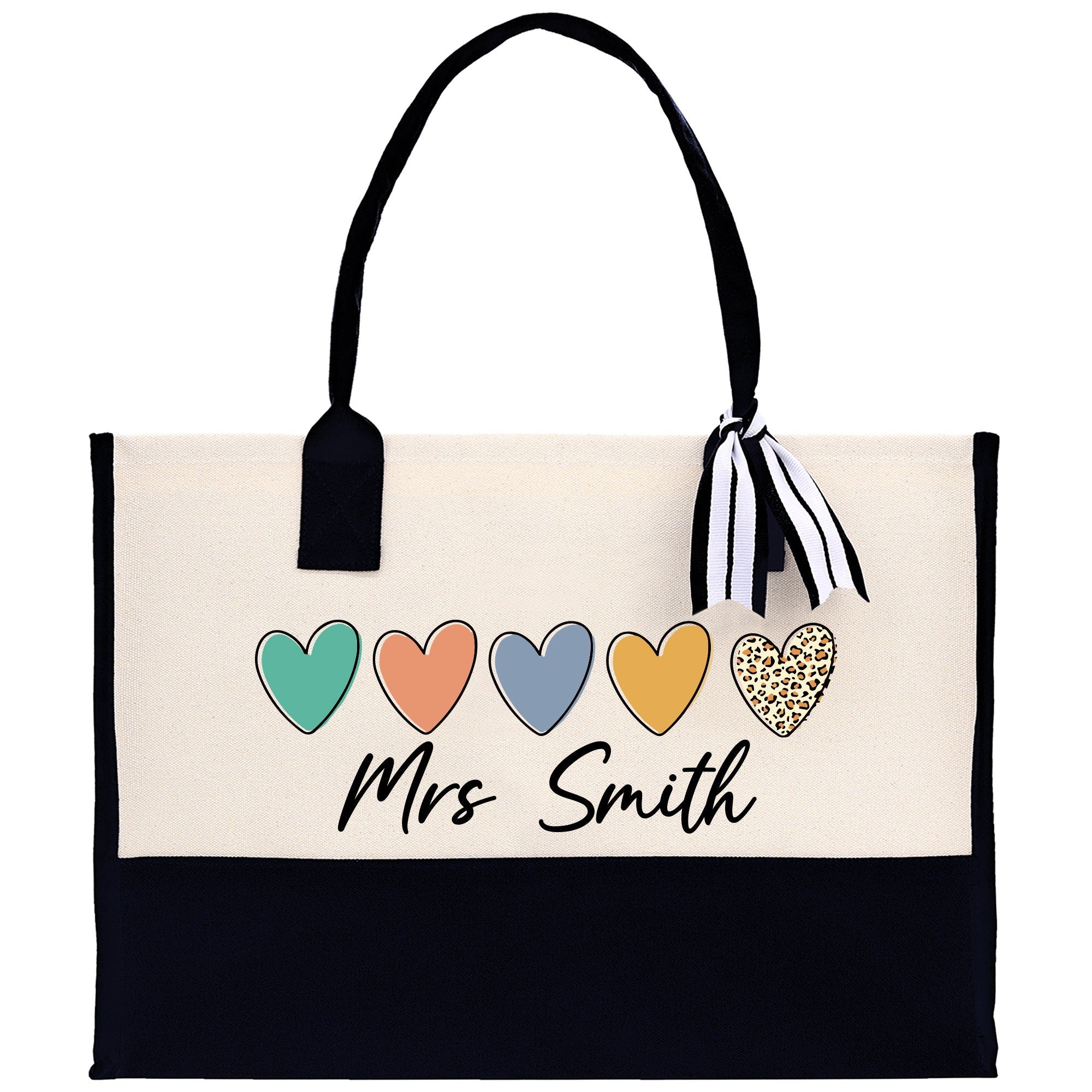 Personalized Teacher Cotton Canvas Tote Bag Gift for Teachers Teacher Life Tote Custom Teacher Appreciation Gift Bag Teacher Name Bag - Aaria Tees Aaria Tees