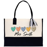Personalized Teacher Cotton Canvas Tote Bag Gift for Teachers Teacher Life Tote Custom Teacher Appreciation Gift Bag Teacher Name Bag - Aaria Tees Aaria Tees