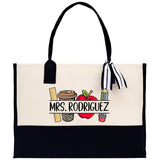 Personalized Teacher Cotton Canvas Tote Bag Gift for Teachers Teacher Life Tote Custom Teacher Appreciation Gift Bag Teacher Name Bag - Aaria Tees Aaria Tees