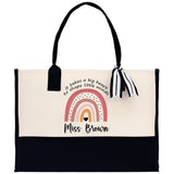 Personalized Teacher Cotton Canvas Tote Bag Gift for Teachers Teacher Life Tote Custom Teacher Appreciation Gift Bag Teacher Name Bag - Aaria Tees Aaria Tees
