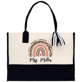 Personalized Teacher Cotton Canvas Tote Bag Gift for Teachers Teacher Life Tote Custom Teacher Appreciation Gift Bag Teacher Name Bag - Aaria Tees Aaria Tees