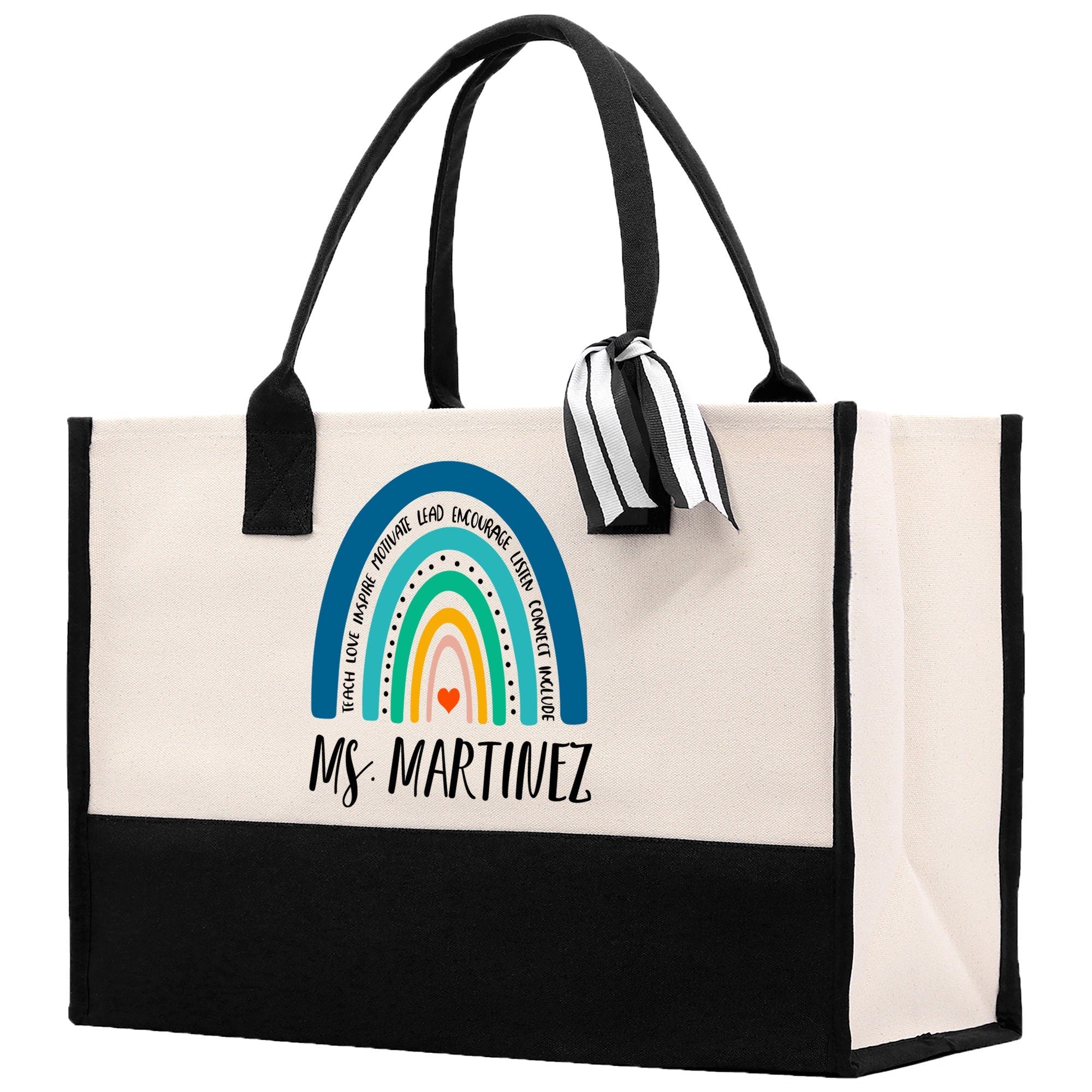 Personalized Teacher Cotton Canvas Tote Bag Gift for Teachers Teacher Life Tote Custom Teacher Appreciation Gift Bag Teacher Name Bag - Aaria Tees Aaria Tees