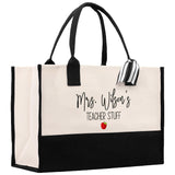 Personalized Teacher Cotton Canvas Tote Bag Gift for Teachers Teacher Life Tote Custom Teacher Appreciation Gift Bag Teacher Name Bag - Aaria Tees Aaria Tees