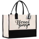 Blessed Grammy Grandma Cotton Canvas Tote Bag Grandma Tote Bag Grandma Nana Bag Grandma Gift Bag Shopping Bag Mothers Day Gift - Aaria Tees Aaria Tees