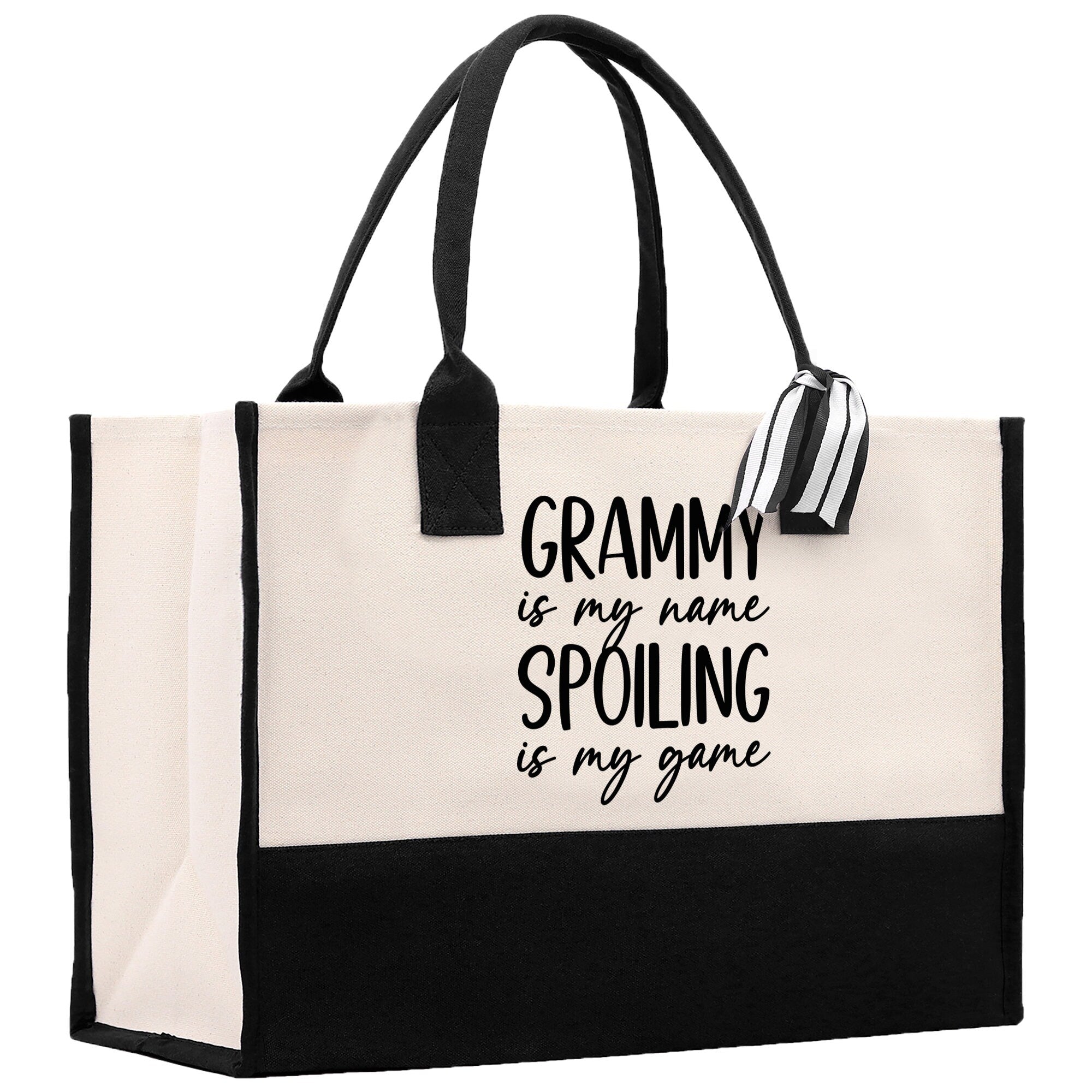 Grammy is My Name Spoiling is My Game Cotton Canvas Tote Bag Grandma Tote Bag Grandma Nana Bag Shopping Bag Mothers Day Gift - Aaria Tees Aaria Tees