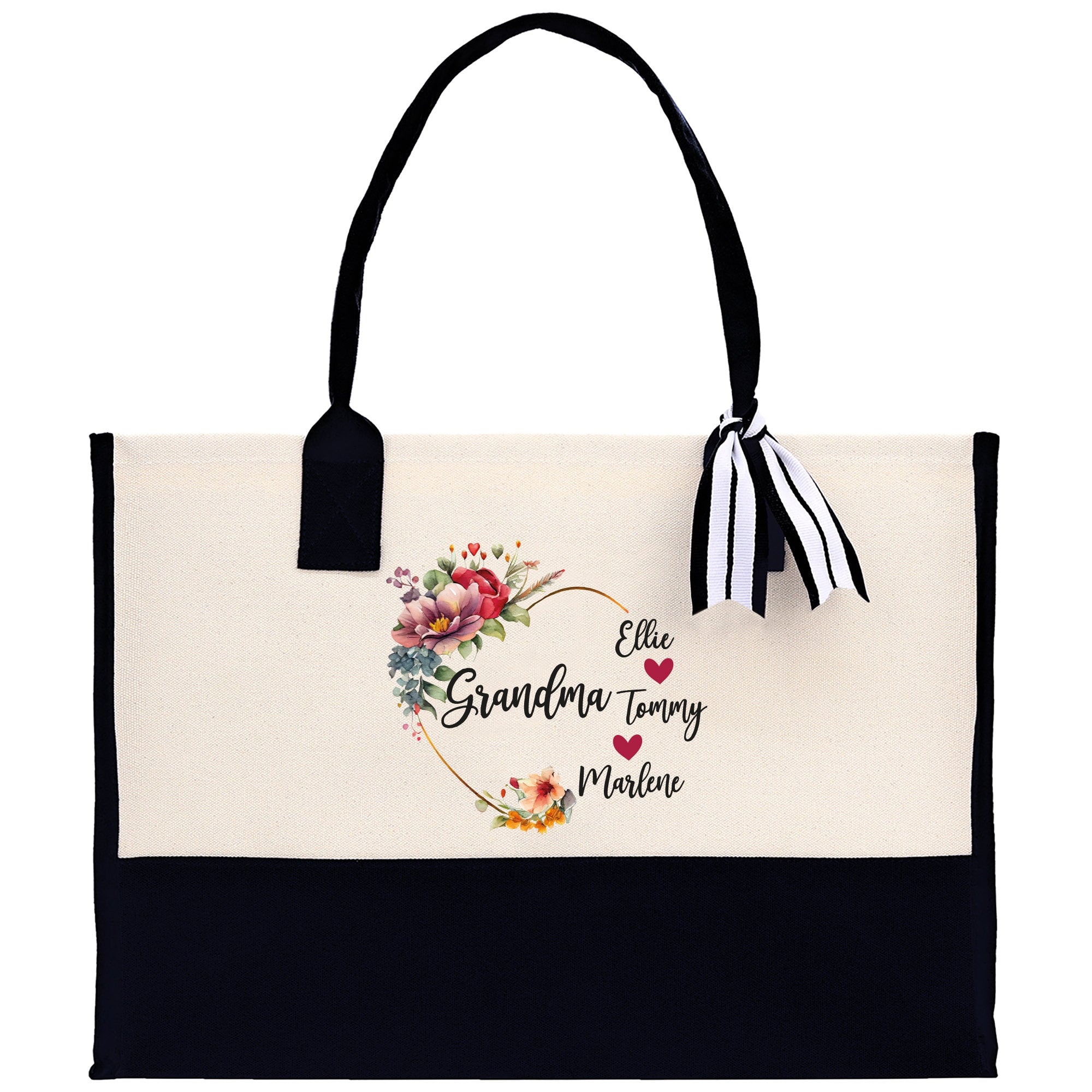 Grandma and Grandkids Names Cotton Canvas Tote Bag Grandma Tote Bag Grandma Nana Bag Grandma Gift Bag Shopping Bag Mothers Day Gift - Aaria Tees Aaria Tees