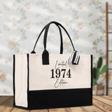 Custom Limited Edition Birthday 1973 Cotton Canvas Tote Bag 50th Birthday Gift For Women Personalized 50th Birthday Celebration Party Gift - Aaria Tees Aaria Tees