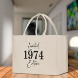 Custom Limited Edition Birthday 1973 Cotton Canvas Tote Bag 50th Birthday Gift For Women Personalized 50th Birthday Celebration Party Gift - Aaria Tees Aaria Tees