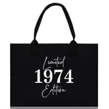 Custom Limited Edition Birthday 1973 Cotton Canvas Tote Bag 50th Birthday Gift For Women Personalized 50th Birthday Celebration Party Gift - Aaria Tees Aaria Tees