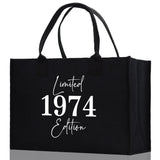 Custom Limited Edition Birthday 1973 Cotton Canvas Tote Bag 50th Birthday Gift For Women Personalized 50th Birthday Celebration Party Gift - Aaria Tees Aaria Tees
