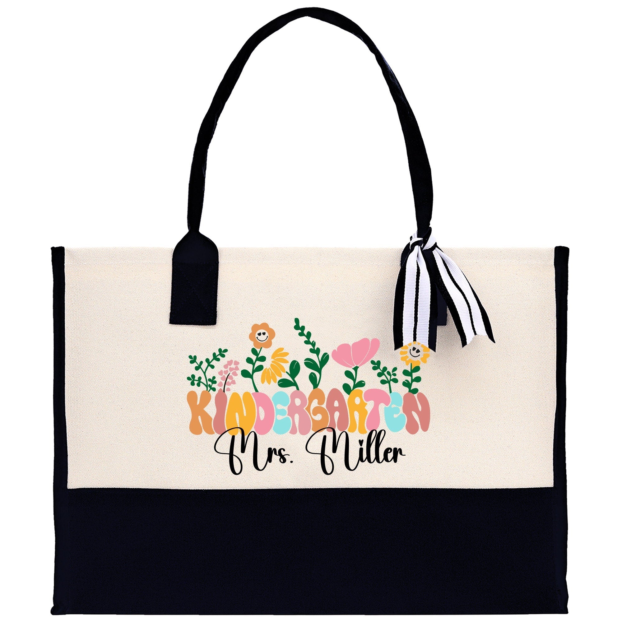 Teacher Floral Tote Bag Teacher Wildflower Graphic Tote Teacher Life Tote Bag Teacher Flower Bag Gift for Teacher Wildflower Book Bag - Aaria Tees Aaria Tees