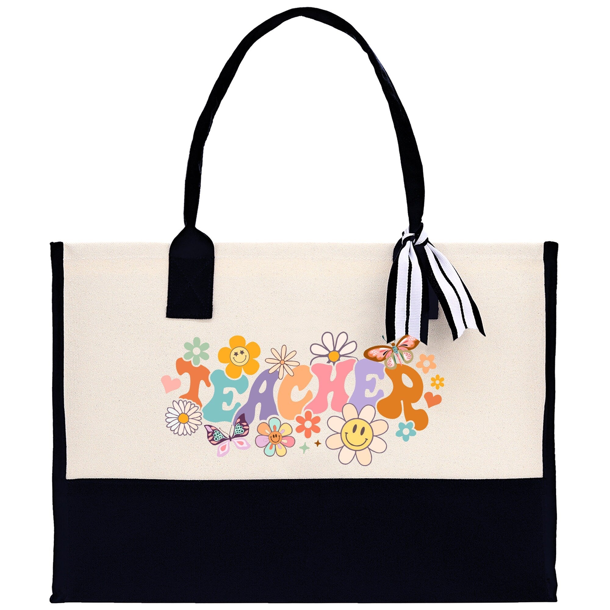 Teacher Floral Tote Bag Teacher Wildflower Graphic Tote Teacher Life Tote Bag Teacher Flower Bag Gift for Teacher Wildflower Book Bag - Aaria Tees Aaria Tees