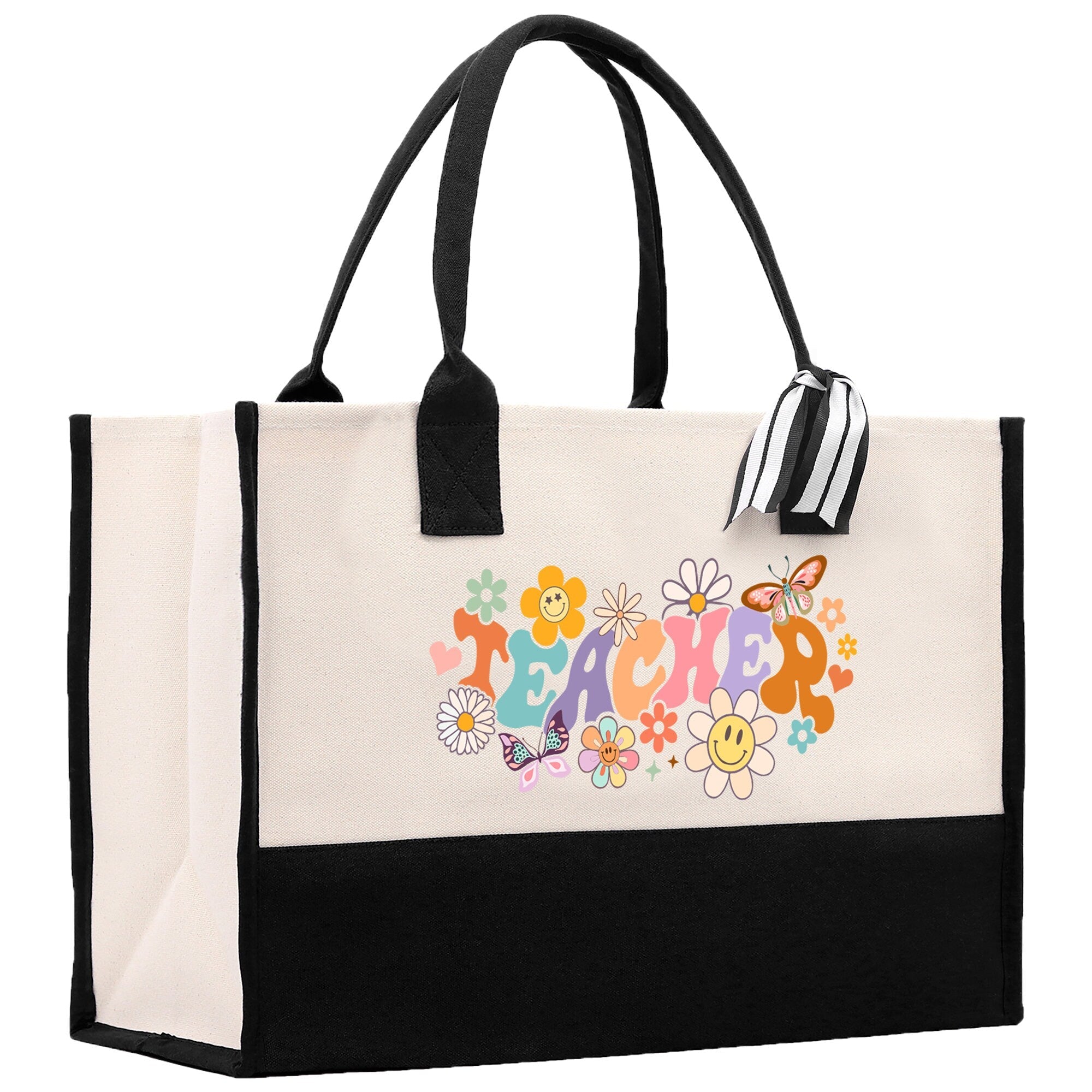 Teacher Floral Tote Bag Teacher Wildflower Graphic Tote Teacher Life Tote Bag Teacher Flower Bag Gift for Teacher Wildflower Book Bag - Aaria Tees Aaria Tees
