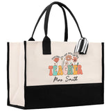 Teacher Floral Tote Bag Teacher Wildflower Graphic Tote Teacher Life Tote Bag Teacher Flower Bag Gift for Teacher Wildflower Book Bag - Aaria Tees Aaria Tees