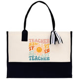 Teacher Floral Tote Bag Teacher Wildflower Graphic Tote Teacher Life Tote Bag Teacher Flower Bag Gift for Teacher Wildflower Book Bag - Aaria Tees Aaria Tees