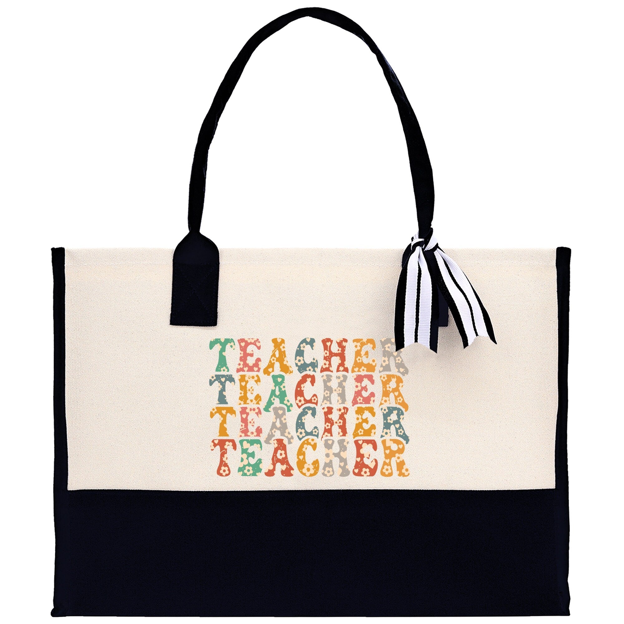 Teacher Floral Tote Bag Teacher Wildflower Graphic Tote Teacher Life Tote Bag Teacher Flower Bag Gift for Teacher Wildflower Book Bag - Aaria Tees Aaria Tees