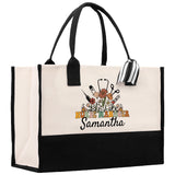 Floral Nurse Manager Name Custom Cotton Canvas Tote Bag Personalized Tote Bag Nurse Gift Registered Nurse Tote RN Tote RN Gift - Aaria Tees Aaria Tees