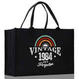 Vintage 1984 Aged To Perfection 40 Age Birthday Cotton Canvas Tote Bag 60th Birthday Gift For Women 40th Birthday Celebration Party Gift - Aaria Tees Aaria Tees