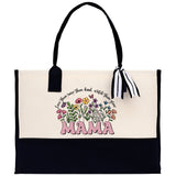 Floral Love Them Raise Them Kind Watch Them Grow Mama Cotton Canvas Tote Bag Mom Gift Mom Shopping Bag Best Mom Ever Bag Boy Girl Mama Tote - Aaria Tees Aaria Tees