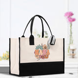 Floral Retro Mama Cotton Canvas Tote Bag Mom Gift Mom Bag Mom Shopping Bag New Mom Gift Best Mom Ever Bag Boy Girl Mama Tote - Aaria Tees Aaria Tees