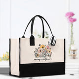 Floral Raising Wildflowers Cotton Canvas Tote Bag Mom Gift Mom Bag Mom Shopping Bag New Mom Gift Best Mom Ever Bag Boy Girl Mama Tote - Aaria Tees Aaria Tees