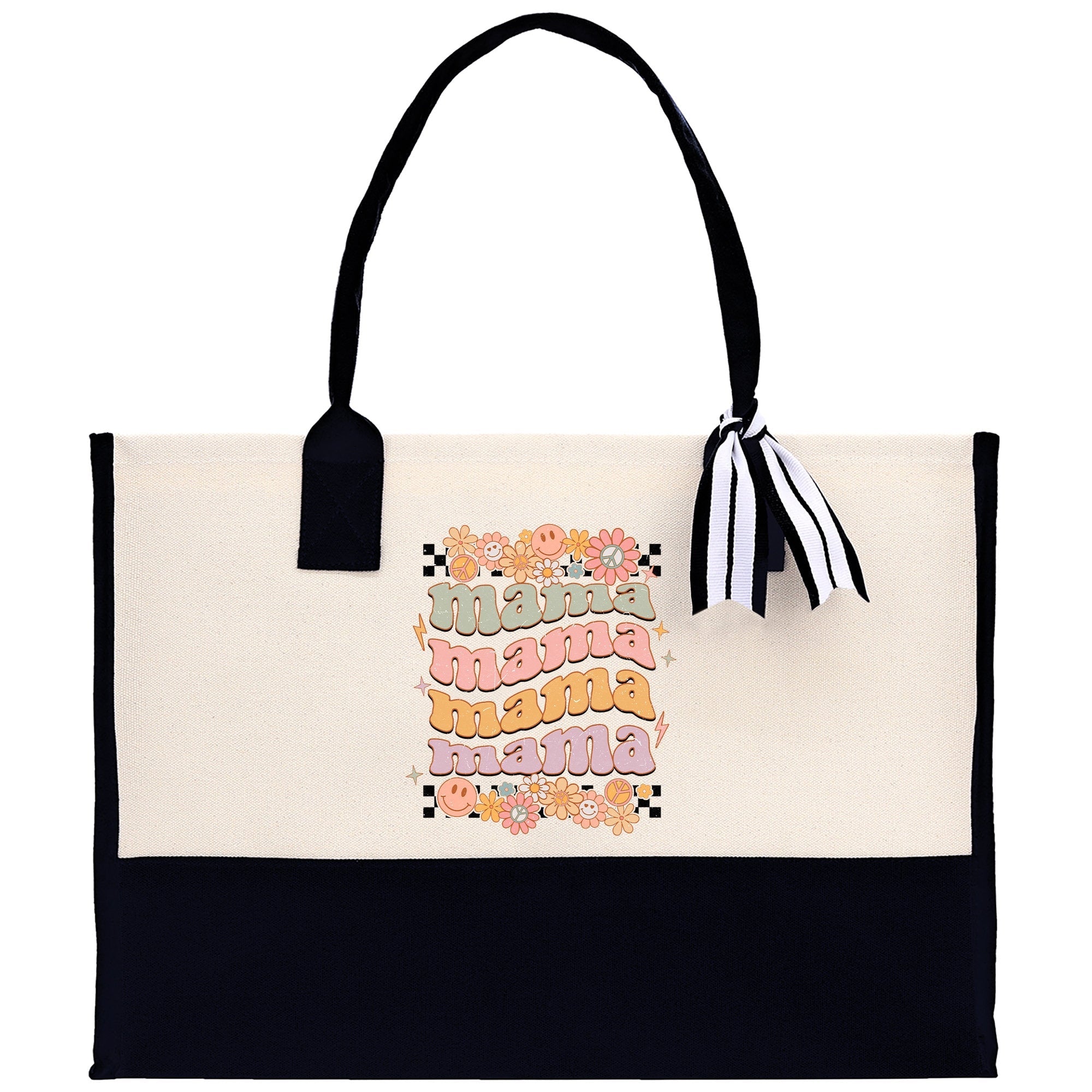 Retro Colorful Mama Mama Mama Cotton Canvas Tote Bag Mom Gift Mom Bag Mom Shopping Bag New Mom  Gift Best Mom Ever Bag Boy Girl Mama Tote - Aaria Tees Aaria Tees