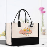 Retro Colorful Floral Mama Cotton Canvas Tote Bag Mom Gift Mom Bag Mom Shopping Bag New Mom Gift Best Mom Ever Bag Boy Girl Mama Tote - Aaria Tees Aaria Tees