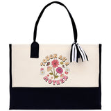 Retro Colorful Floral Tough As A Mother Cotton Canvas Tote Bag Mom Gift Mom Bag Mom Shopping Bag New Mom Gift Boy Girl Mama Tote - Aaria Tees Aaria Tees