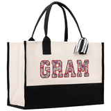 Gaga Gram Mimi Nana Grandma Canvas Tote Bag Grandma's Getaway Bag Grandma Gift Bag Mothers Day Gift Bag Grandma Beach Bag Gift for Grandma - Aaria Tees Aaria Tees