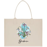 January Birth Month Flower Personalized Name Cotton Canvas Tote Bag Custom Flower Birthday Gift Bag Wedding Gift for Her Bridal Bridesmaid - Aaria Tees Aaria Tees