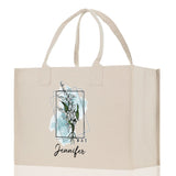 May Birth Month Flower Personalized Name Cotton Canvas Tote Bag Custom Flower Birthday Gift Bag Wedding Gift for Her Bridal Bridesmaid - Aaria Tees Aaria Tees