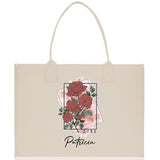 June Birth Month Flower Personalized Name Cotton Canvas Tote Bag Custom Flower Birthday Gift Bag Wedding Gift for Her Bridal Bridesmaid - Aaria Tees Aaria Tees