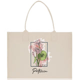 July Birth Month Flower Personalized Name Cotton Canvas Tote Bag Custom Flower Birthday Gift Bag Wedding Gift for Her Bridal Bridesmaid - Aaria Tees Aaria Tees