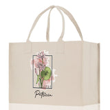 July Birth Month Flower Personalized Name Cotton Canvas Tote Bag Custom Flower Birthday Gift Bag Wedding Gift for Her Bridal Bridesmaid - Aaria Tees Aaria Tees
