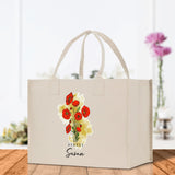 August Birth Month Flower Personalized Name Cotton Canvas Tote Bag Custom Flower Birthday Gift Bag Wedding Gift for Her Bridal Bridesmaid - Aaria Tees Aaria Tees