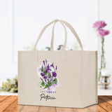 September Birth Month Flower Personalized Name Cotton Canvas Tote Bag Custom Flower Birthday Gift Bag Wedding Gift for Her Bridal Bridesmaid - Aaria Tees Aaria Tees