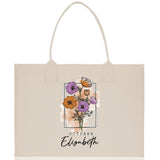 October Birth Month Flower Personalized Name Cotton Canvas Tote Bag Custom Flower Birthday Gift Bag Wedding Gift for Her Bridal Bridesmaid - Aaria Tees Aaria Tees