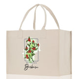 December Birth Month Flower Personalized Name Cotton Canvas Tote Bag Custom Flower Birthday Gift Bag Wedding Gift for Her Bridal Bridesmaid - Aaria Tees Aaria Tees
