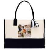 Custom Family Photo Collage and Initial Cotton Canvas Tote Bag Personalized Photo Tote Parent Gift Mothers Day Gift Picture Image Tote - Aaria Tees Aaria Tees