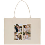 Custom Family Photo Collage and Initial Cotton Canvas Tote Bag Personalized Photo Tote Parent Gift Mothers Day Gift Picture Image Tote - Aaria Tees Aaria Tees