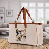 Custom Family Photo Collage and Initial Cotton Canvas Tote Bag Personalized Photo Tote Parent Gift Mothers Day Gift Picture Image Tote - Aaria Tees Aaria Tees