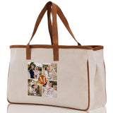 Custom Family Photo Collage and Initial Cotton Canvas Tote Bag Personalized Photo Tote Parent Gift Mothers Day Gift Picture Image Tote - Aaria Tees Aaria Tees