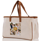 Custom Family Photo Collage and Initial Cotton Canvas Tote Bag Personalized Photo Tote Parent Gift Mothers Day Gift Picture Image Tote - Aaria Tees Aaria Tees