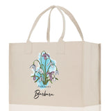 January Birth Month Flower Personalized Name Cotton Canvas Tote Bag Custom Flower Birthday Gift Bag Wedding Gift for Her Bridal Bridesmaid - Aaria Tees Aaria Tees