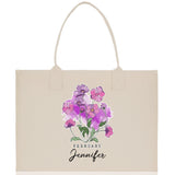 February Birth Month Flower Personalized Name Cotton Canvas Tote Bag Custom Flower Birthday Gift Bag Wedding Gift for Her Bridal Bridesmaid - Aaria Tees Aaria Tees