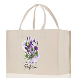 September Birth Month Flower Personalized Name Cotton Canvas Tote Bag Custom Flower Birthday Gift Bag Wedding Gift for Her Bridal Bridesmaid - Aaria Tees Aaria Tees