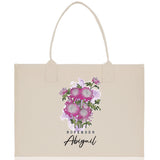November Birth Month Flower Personalized Name Cotton Canvas Tote Bag Custom Flower Birthday Gift Bag Wedding Gift for Her Bridal Bridesmaid - Aaria Tees Aaria Tees