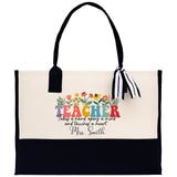 Personalized Teacher Cotton Canvas Tote Bag Gift for Teachers Teacher Life Tote Custom Teacher Appreciation Gift Bag Teacher Name Bag - Aaria Tees Aaria Tees