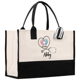 Stethoscope Heart Nurse Tote Custom Name Personalized Cotton Canvas Tote Bag Nurse Gift Future Nurse Gift Nursing Student Graduation Gift - Aaria Tees Aaria Tees